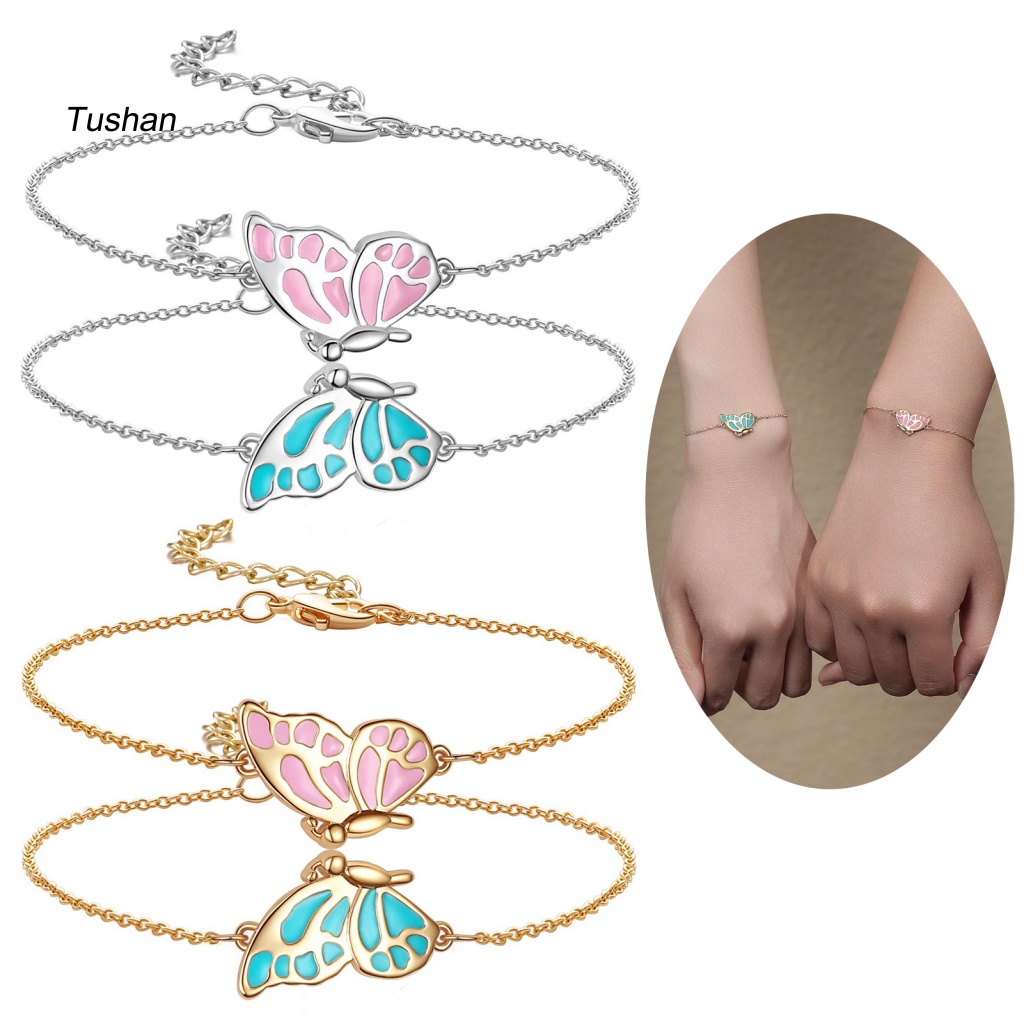 1 Cặp Vòng Đeo Tay Nối Dài Dây Xích Sáng Điều Chỉnh Được Ngăn Dị Ứng Trang Trí Hình Bướm Dành Cho Cặp Đôi