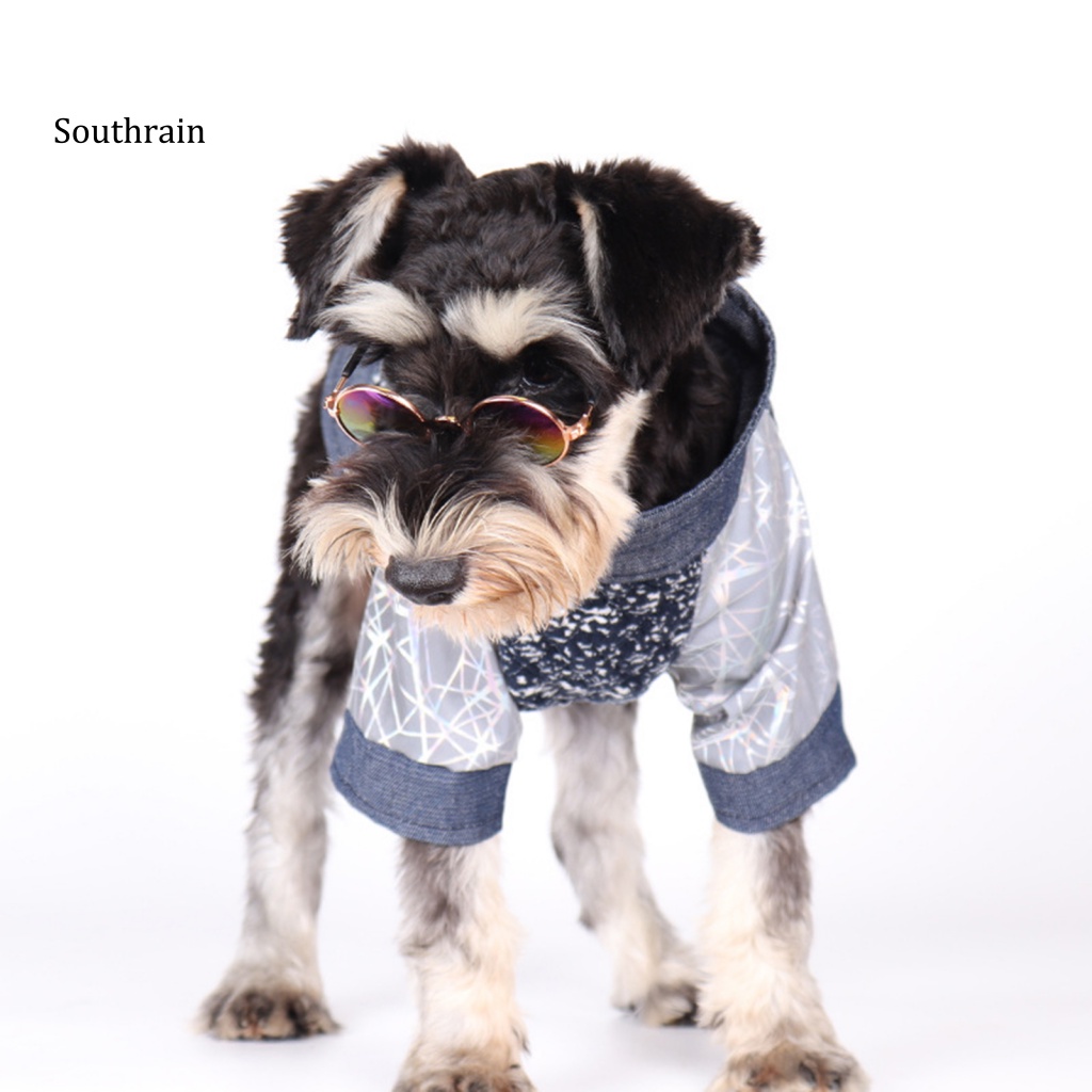 Áo Khoác Denim Mùa Đông Thiết Kế Phản Quang Khóa Kéo Thời Trang Cho Thú Cưng