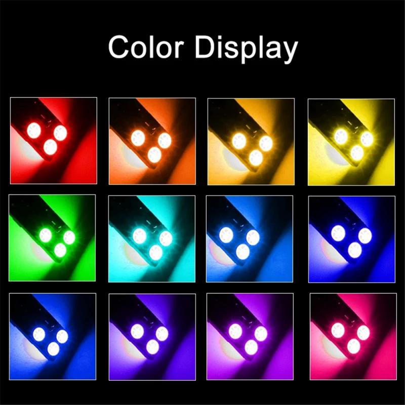 Set 2 Đèn LED 12 SMD RGB T10 194 168 W5W 5050-6SMD RGB Dành Cho Ô Tô
