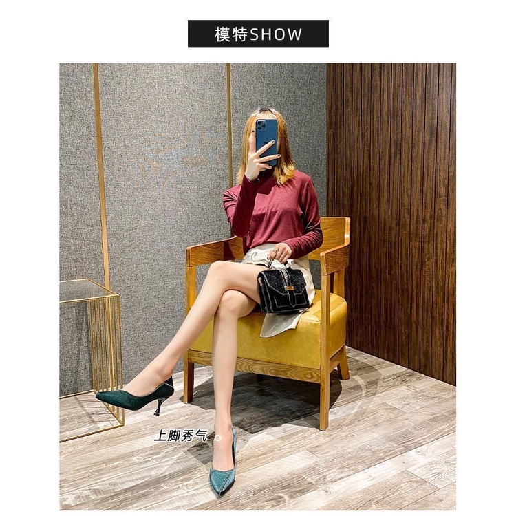 Giày cao gót mũi nhọn Giày Cao Gót Đính Đá Thời Trang Xuân Thu 2023 Mới Cho Nữ