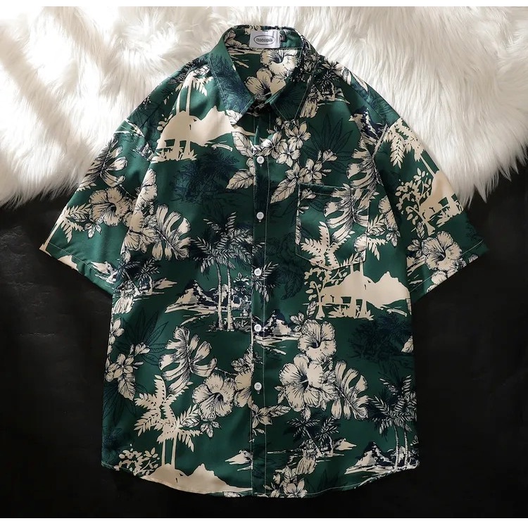 Áo Sơ Mi Tay Ngắn Dáng Rộng Plus Size M-8XL Thời Trang Đi Biển Cao Cấp Cho Nam