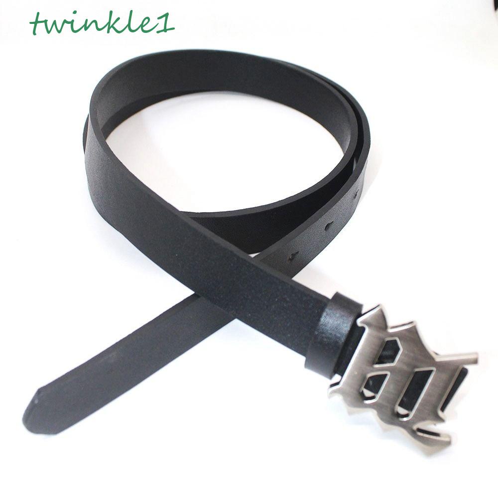 Thắt Lưng Da PU Lấp Lánh Khóa Kim Loại Khắc Chữ Phong Cách Punk Hàn Quốc Cá Tính Cho Nam Và Nữ