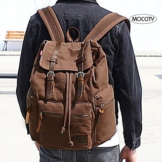 Balo canvas cỡ lớn nhiều túi có khóa kéo phong cách vintage cho nam