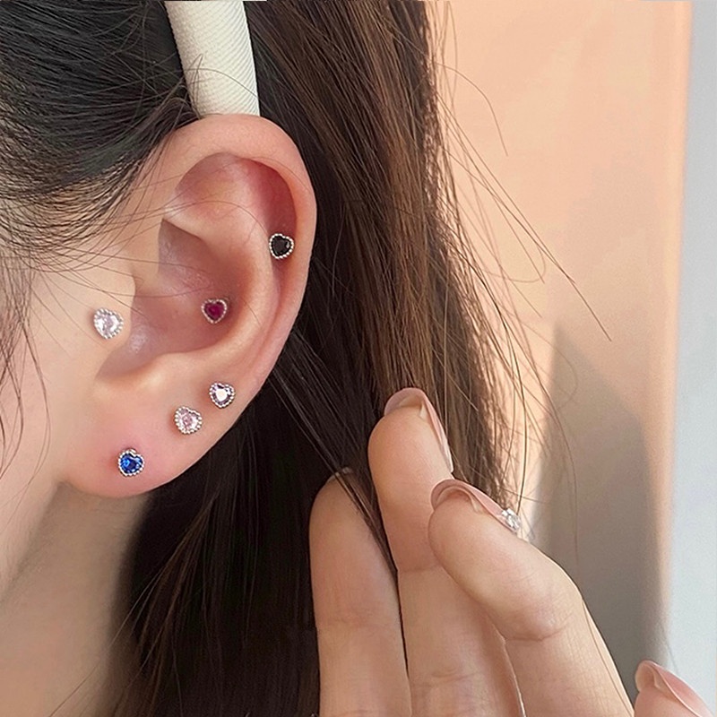 Bộ 2 Khuyên Tai Bạc S925 Đính Đá Zircon Nhiều Màu Sắc Lấp Lánh Chống Dị Ứng Hợp Thời Trang Cho Nữ