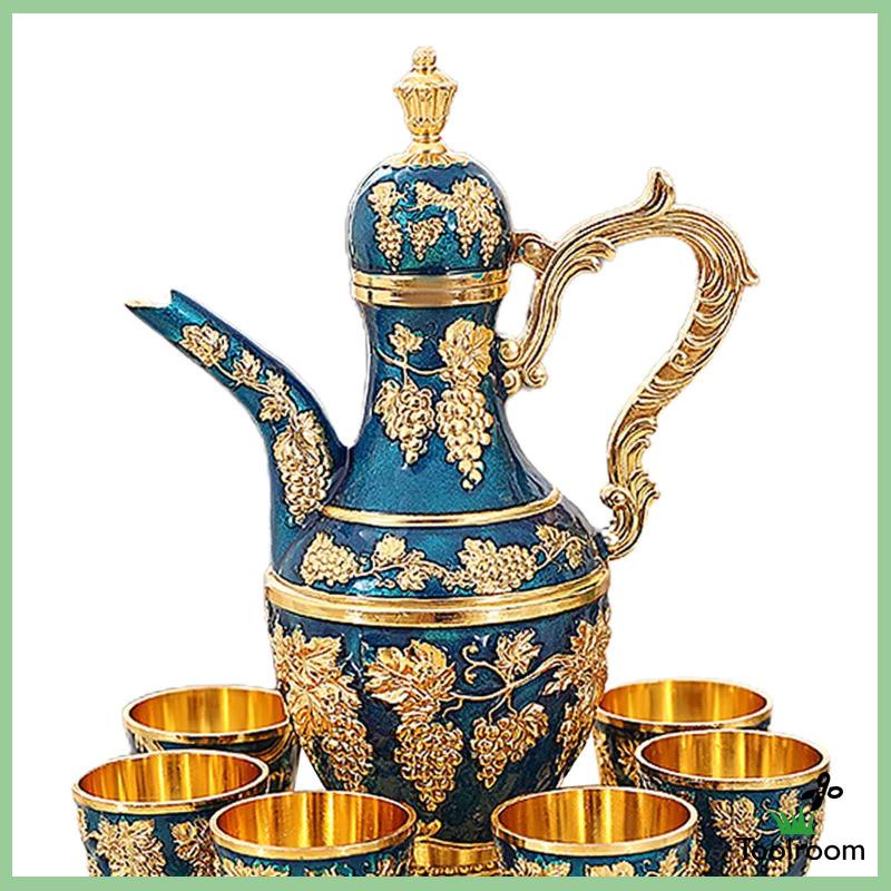 Bộ Ấm Trà Phong Cách Châu Âu Cổ Điển Sang Trọng Kèm Khay Đựng Dành Cho Tiệc Cưới