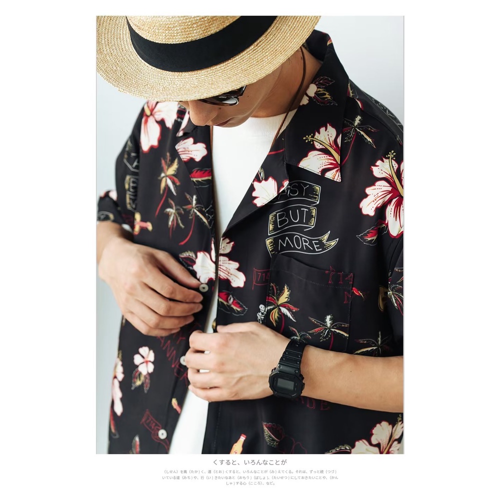 Áo Sơ Mi Tay Ngắn Dáng Rộng In Họa Tiết Hoa Phong Cách Hawaii Thời Trang Mùa Hè Cho Nam