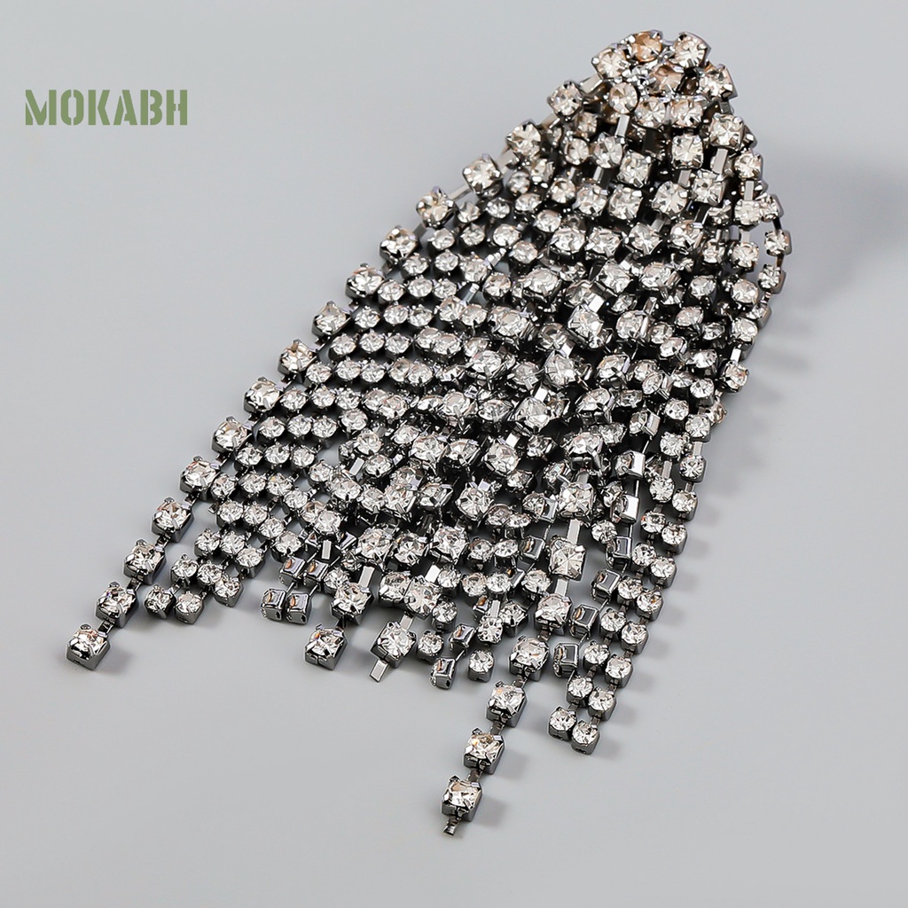 1 Đôi Bông Tai Dáng Dài Đính Đá Thời Trang Dành Cho Nữ