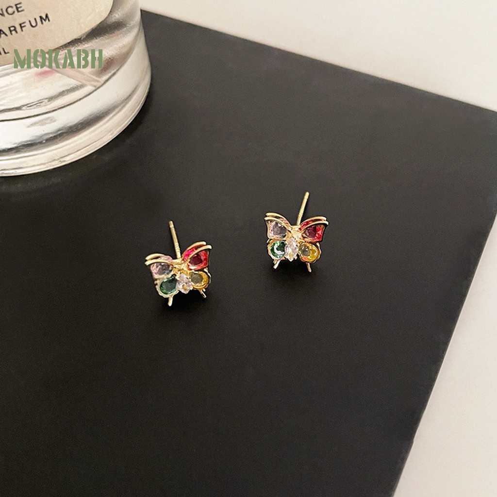 1 Đôi Bông Tai Hình Bướm Nhỏ Xinh Bằng Hợp Kim Đính Đá Zircon Dành Cho Nữ