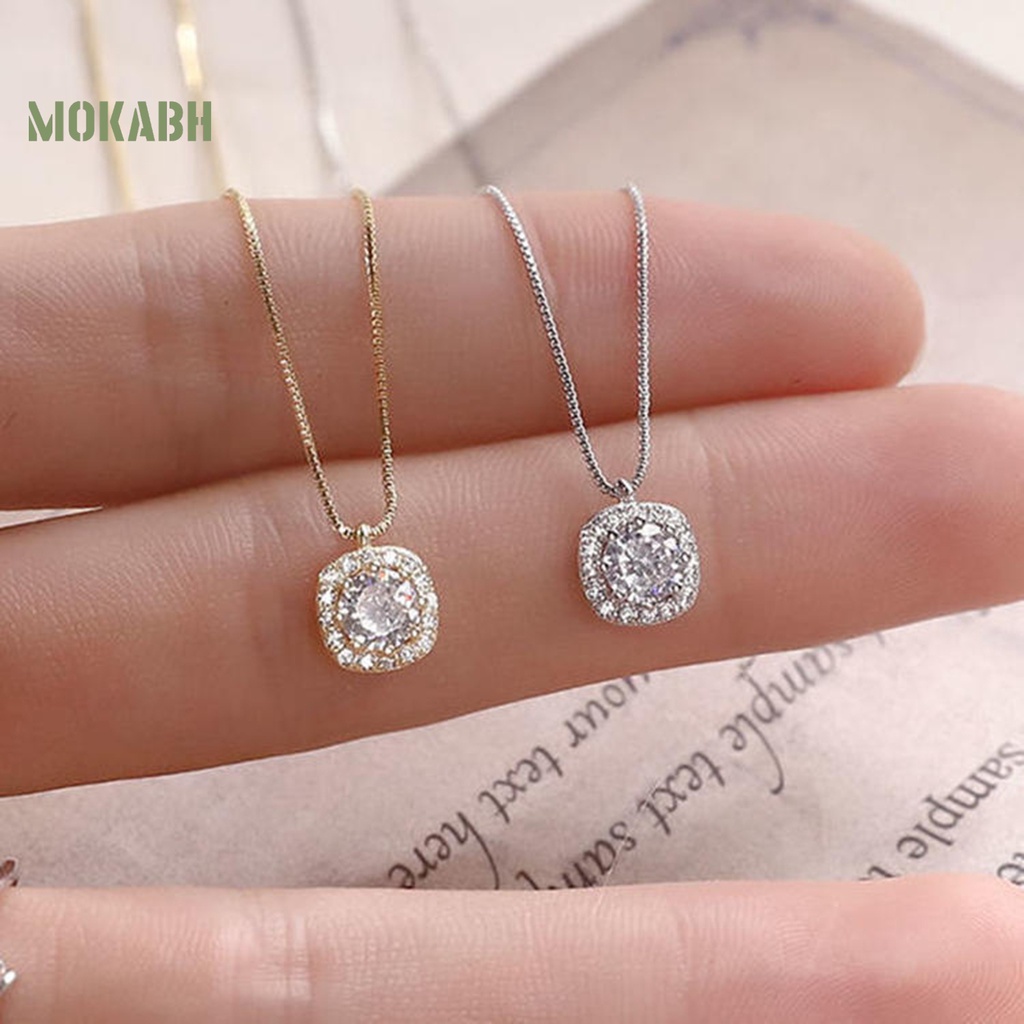 Vòng cổ Mặt Vuông Đính Đá Sang Trọng Cho Nữ