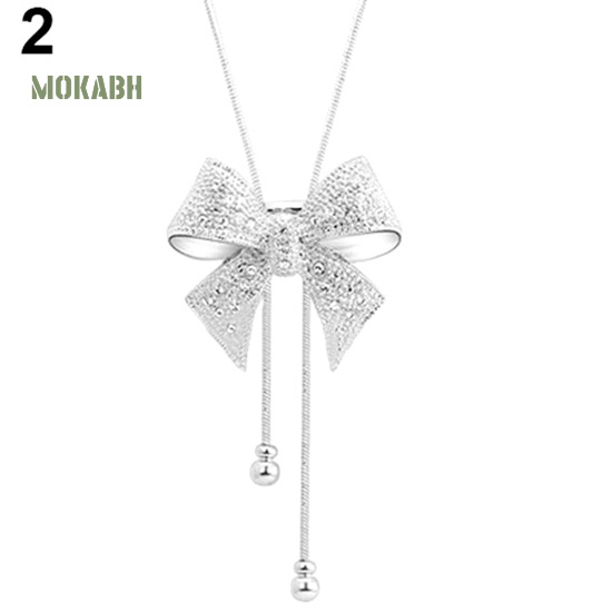 (Hot) Vòng cổ HợP Kim HìNh Nơ ĐíNh Đá Xinh XắN