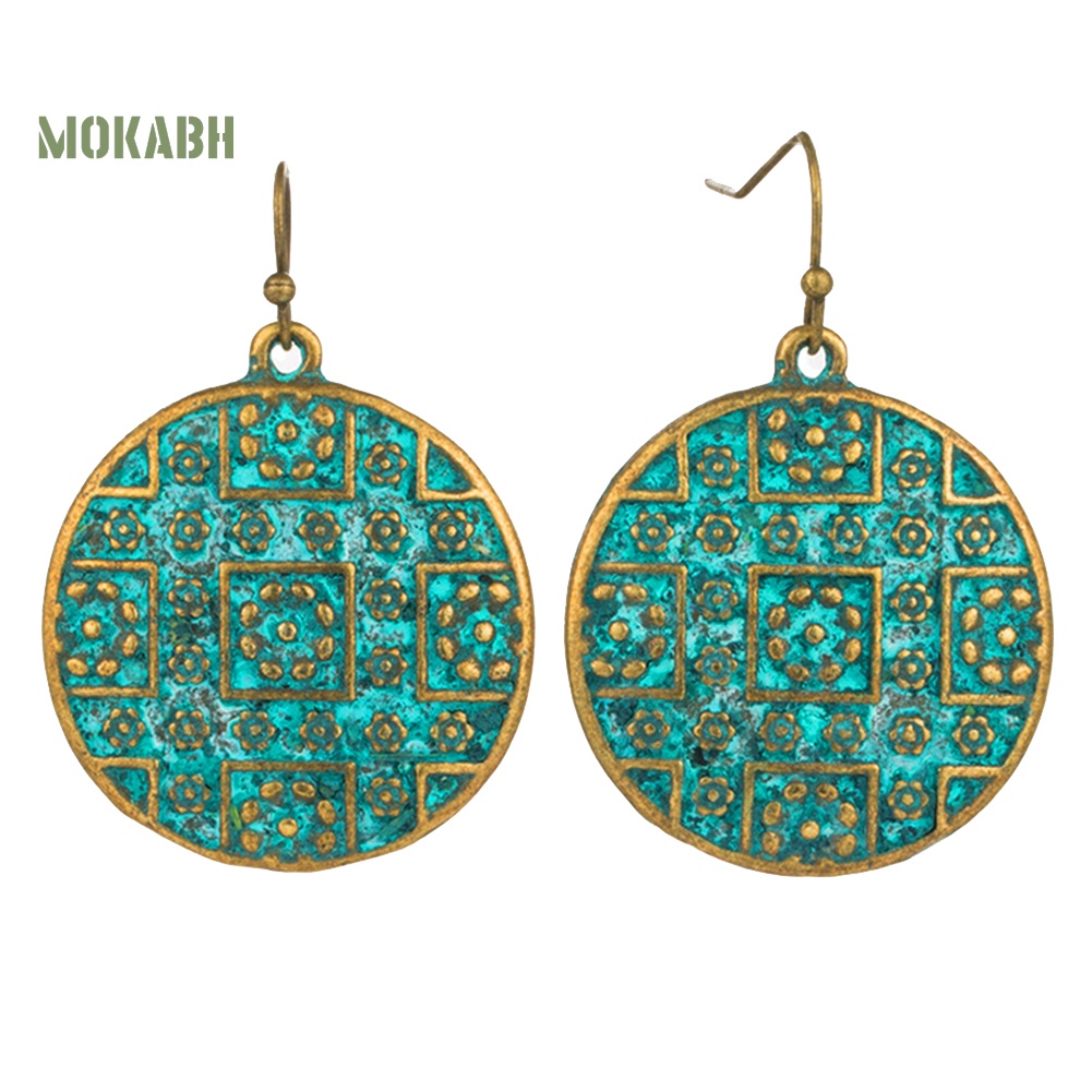 Bông Tai Tròn Chạm Khắc Phong Cách Boho Cổ Điển Cho Nữ