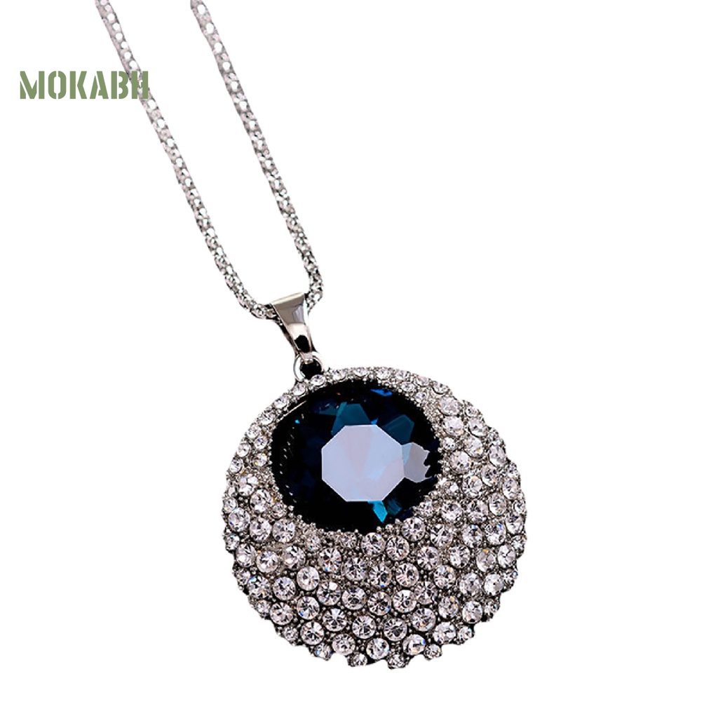 Vòng cổ Dài Mặt Tròn Đính Kim Cương Giả Cổ Điển Cho Nữ