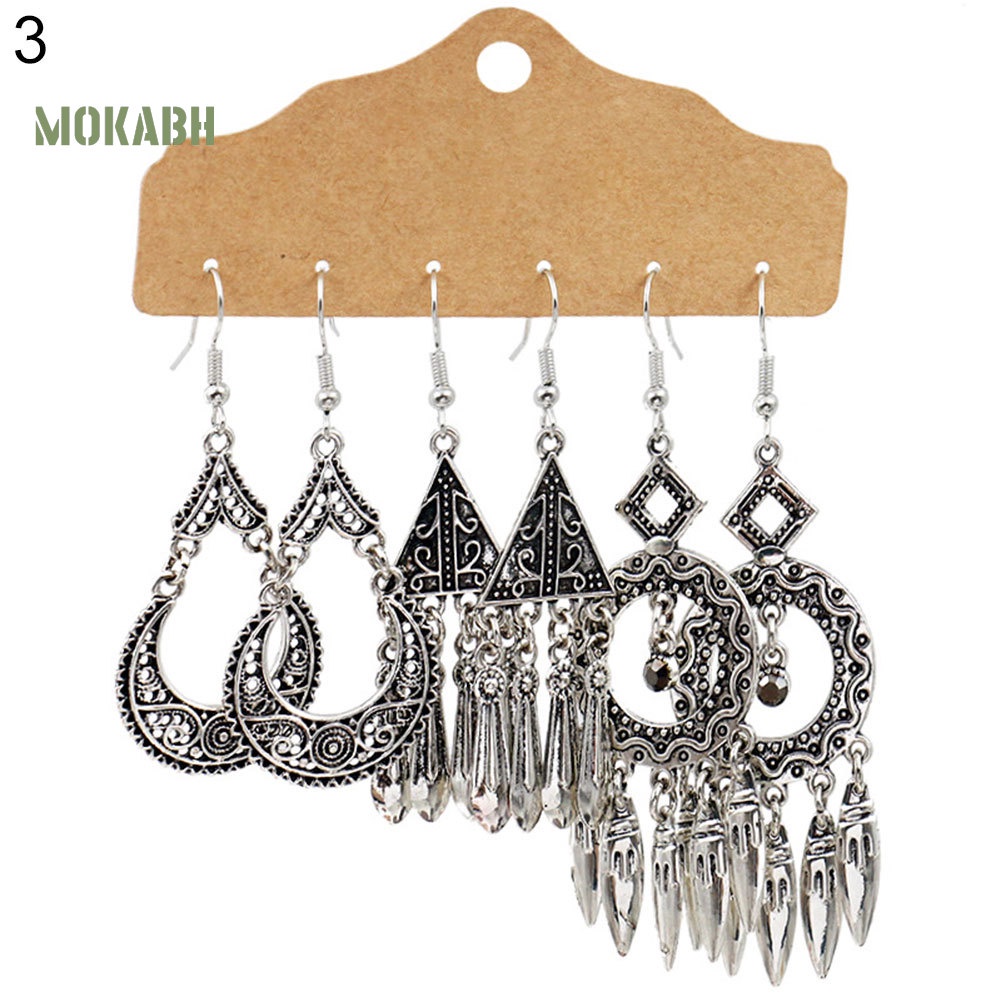 Set 3 Đôi Bông Tai Dạng Móc Hình Tròn / Vỏ Sò Thời Trang Dự Tiệc Cho Nữ