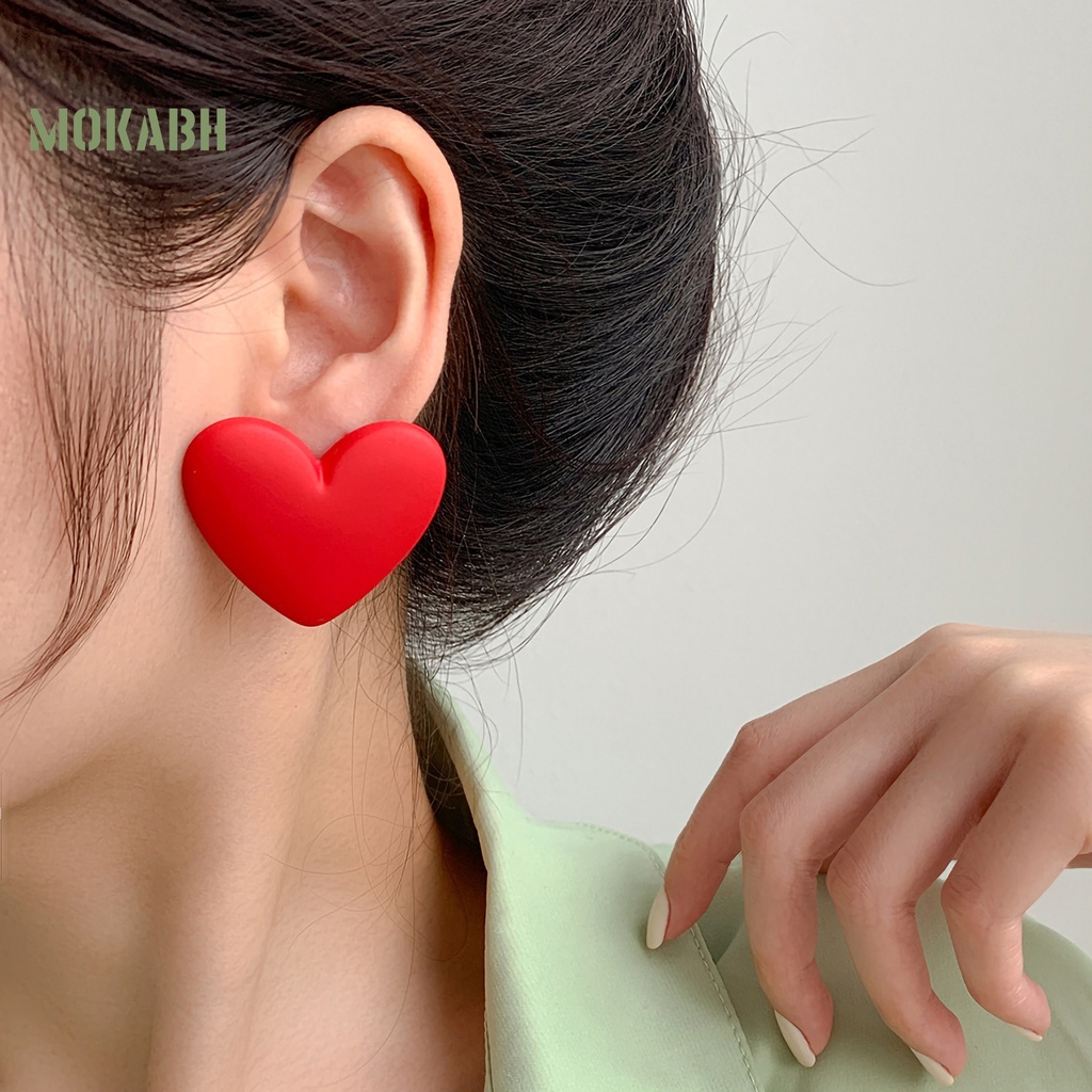 1 Đôi Bông Tai Hình Trái Tim Màu Sắc Kẹo Ngọt Phong Cách Hàn Quốc Dành Cho Nữ