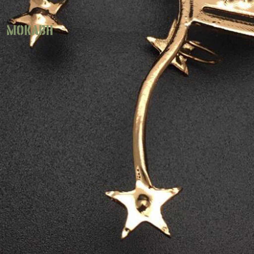 1 Khuyên Kẹp Vành Tai Không Xỏ Lỗ Hình Quạt Đính Pha Lê Lấp Lánh Thời Trang Dự Tiệc Cho Nữ