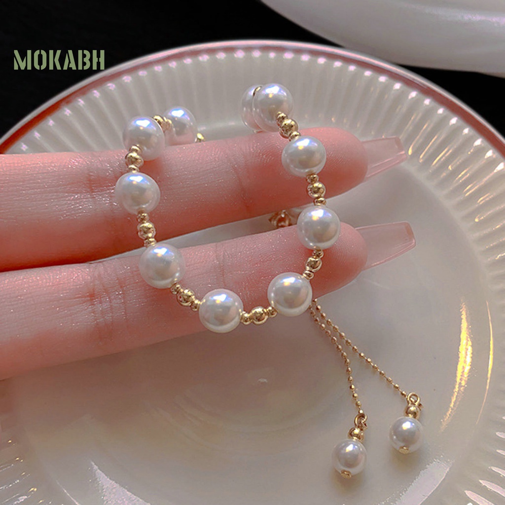 Vòng Tay Chuỗi Hạt Ngọc Trai Nhân Tạo Mạ Vàng Thời Trang Dành Cho Nữ