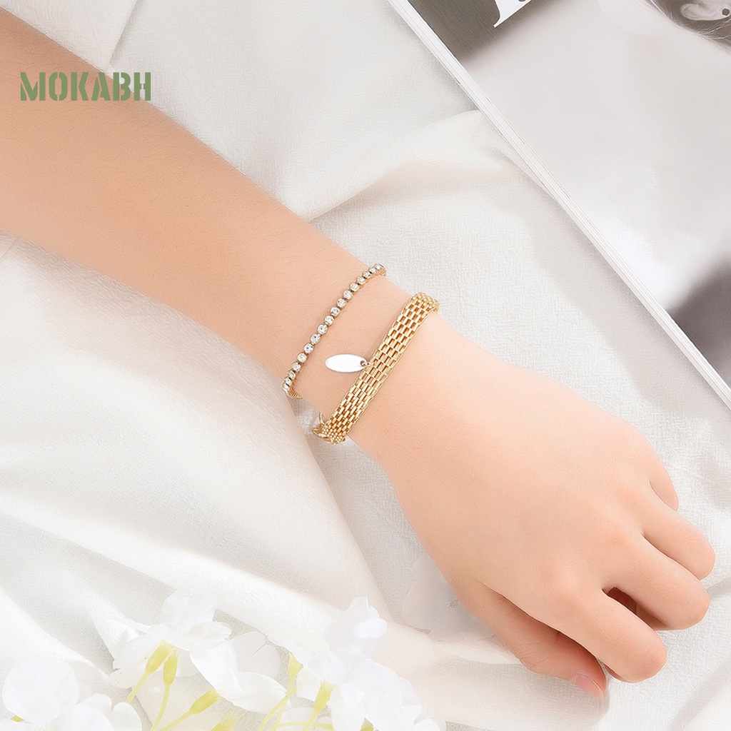 Vòng Tay Trong Suốt Đính Đá Mạ Điện Có Thể Điều Chỉnh Kích Thước Dành Cho Nữ