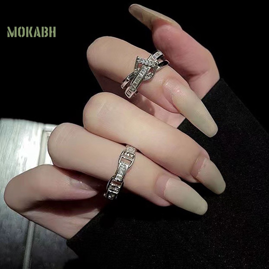 Nhẫn Hai Lớp Họa Tiết Chữ D Đính Đá Thời Trang Cho Nữ