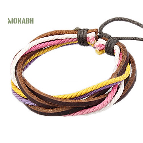 Vòng Tay Giả Da Bện Dây Thời Trang Punk Unisex