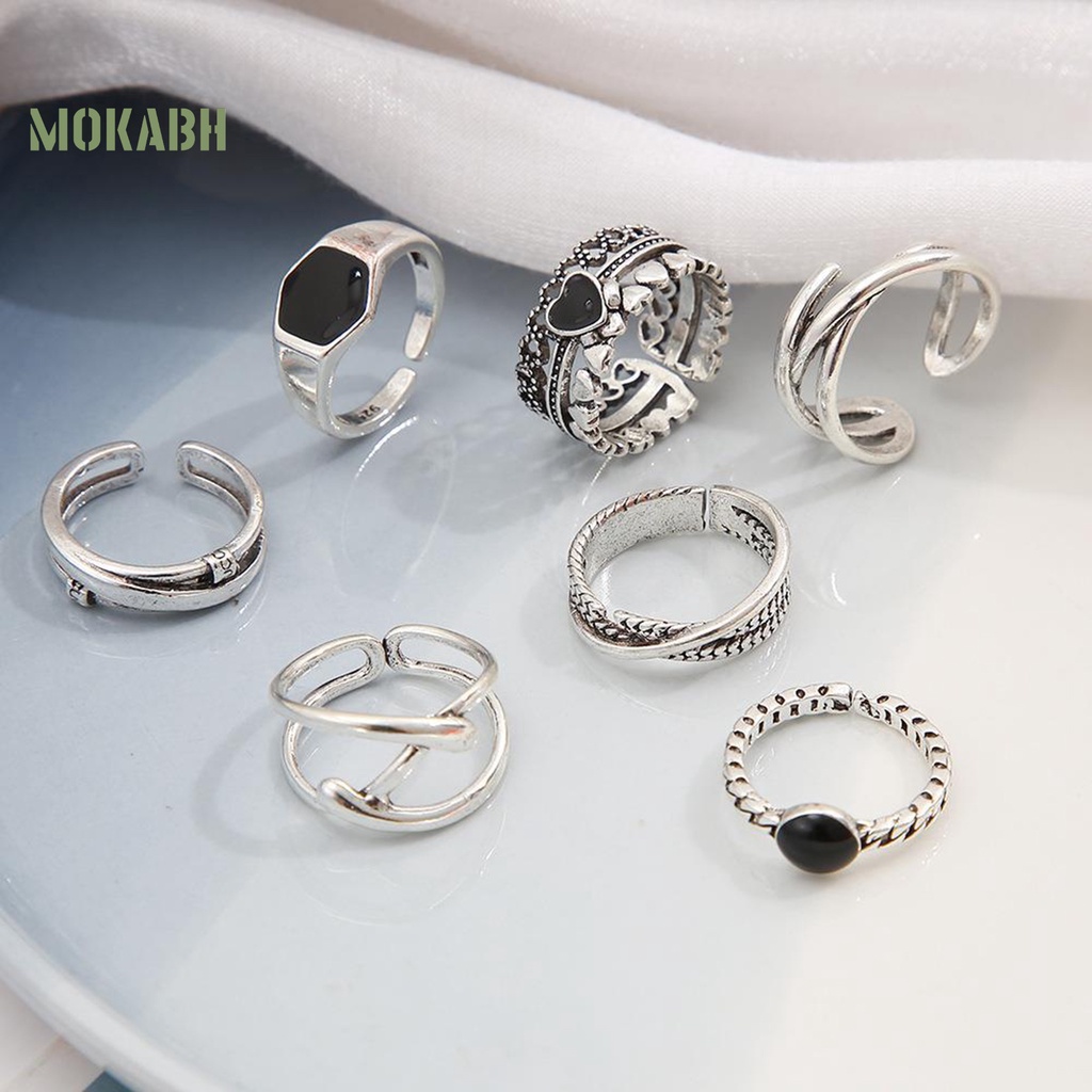 Set 7 Nhẫn Đeo Khớp Ngón Tay Đính Đá Thời Trang Cho Nữ