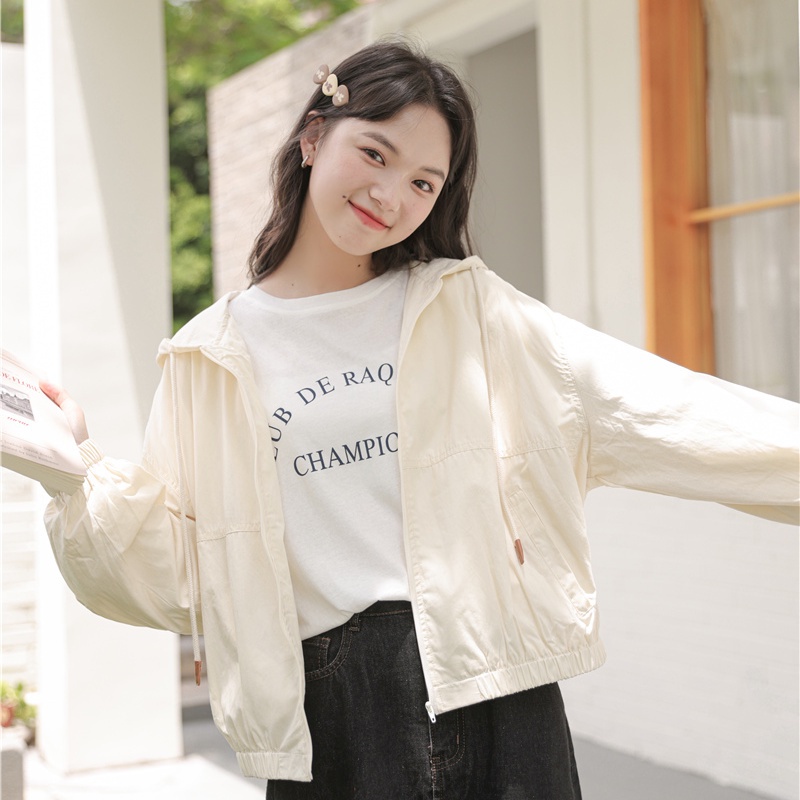 Áo Khoác Chống Gió Thoáng Khí Dáng Rộng Màu Mơ Sữa Phong Cách Hàn Quốc Thời Trang Mùa Hè Mới