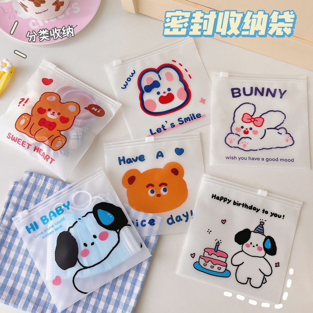 Set 3 Túi Zip Đựng Bánh Kẹo Họa Tiết Hoạt Hình Dễ Thương