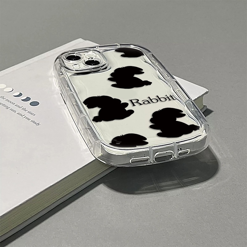 Ốp Điện Thoại TPU Silicone Mềm Trong Suốt Chống Sốc In Hình Thỏ Đen Cho IPhone 14 Pro Max 13 12 11 XS X XR 8 + 7 Plus