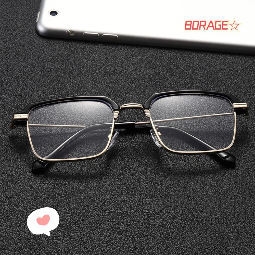 Kính Đọc Sách Gọng Vuông Kim Loại Chống Ánh Sáng Xanh Cho Nam &amp; Nữ