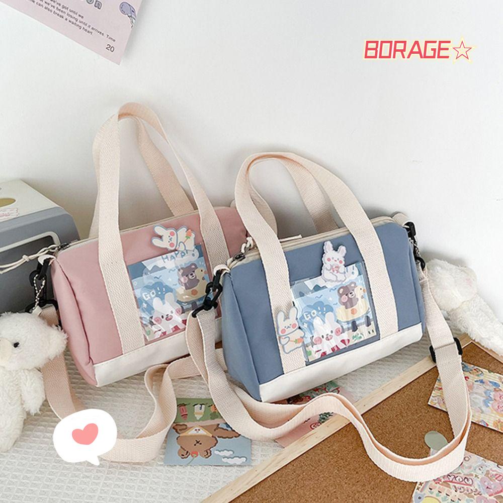 Túi Totes Đeo Vai Bằng Vải Canvas In Họa Tiết Hoạt Hình Dễ Thương