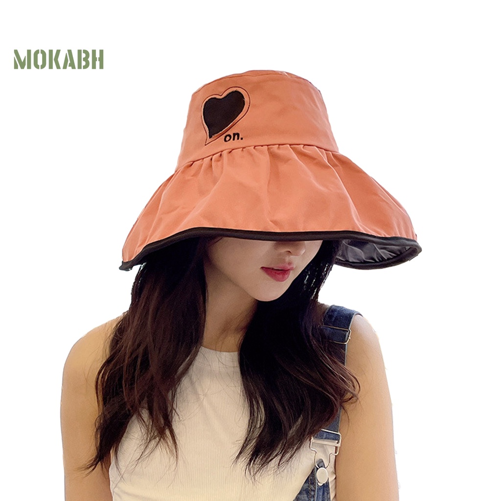 Nón Vành Rộng Chống Nắng Chống Gió Cố Định Trái Tim Màu Sắc Tương Phản Trọng Lượng Nhẹ Dành Cho Nữ
