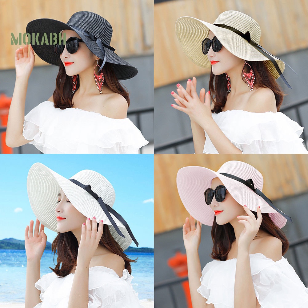 [Mok Abh] Mũ Rơm Vành Thắt Nơ Theo Phong Cách Hàn Quốc