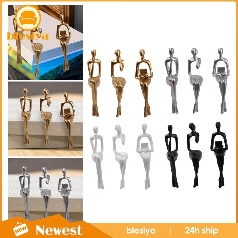 [Blesiya] Set 3 Bức Tượng Người Suy Nghĩ Ngồi Để Bàn Trang Trí