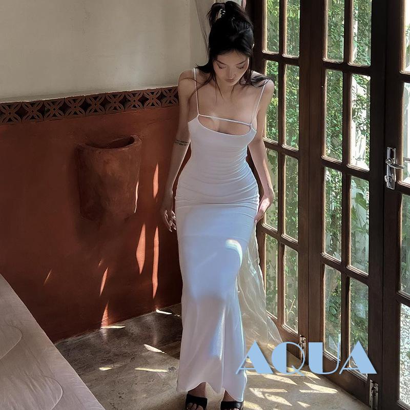 Đầm Hai Dây Dáng Dài Hở Lưng Thời Trang Mùa Hè Cho Nữ