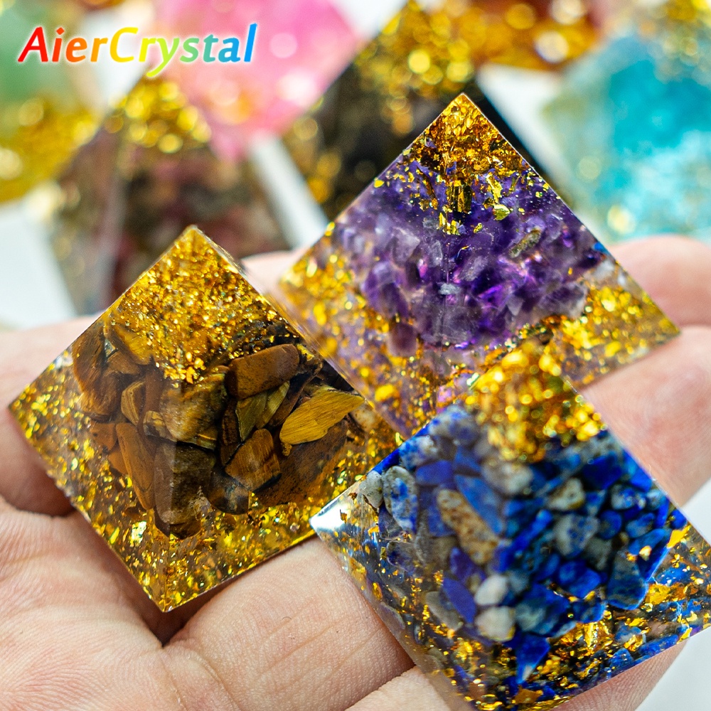 Kim Tự Tháp Thạch Anh Tím Thạch Anh Tím Năng Lượng Reiki Bằng Nhựa Resin Chakra