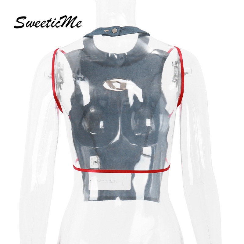 Áo Denim Hai Dây Cổ Tròn Hở Lưng Dáng Ôm Thời Trang 2023 Cho Bạn Gái