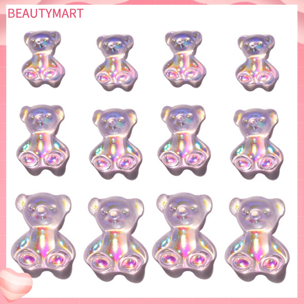 Set 12 Phụ Kiện Trang Trí Móng Tay Nghệ Thuật Hình Gấu 3D Dễ Thương DIY