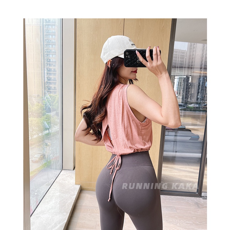 Áo Thun Thể Thao Sát Nách Thoáng Khí Có Dây Rút Thời Trang Cho Nữ