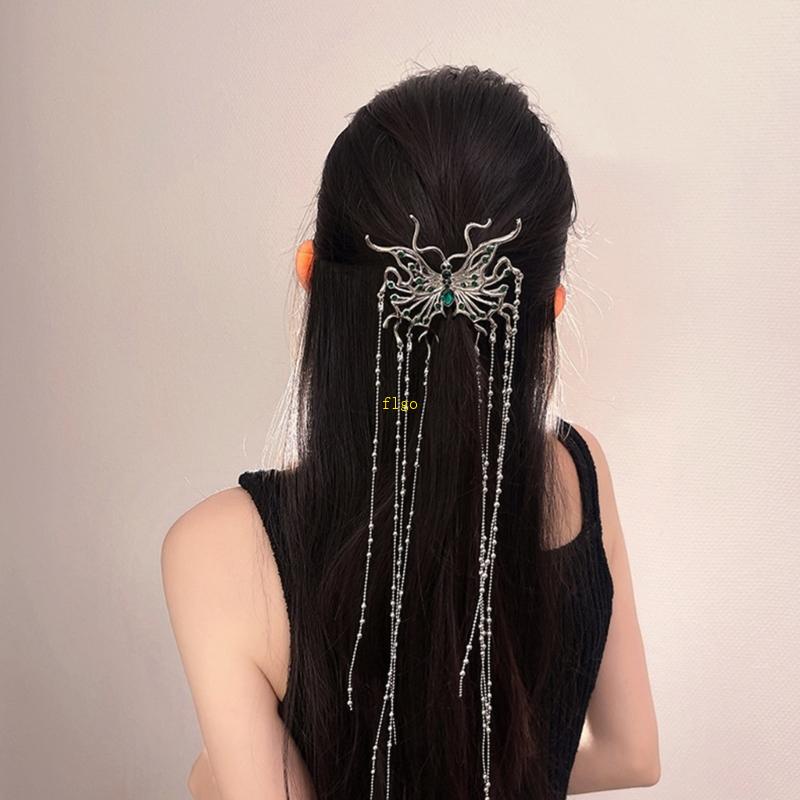 Kẹp Tóc Hình Bướm Tua Rua Dài Y2k