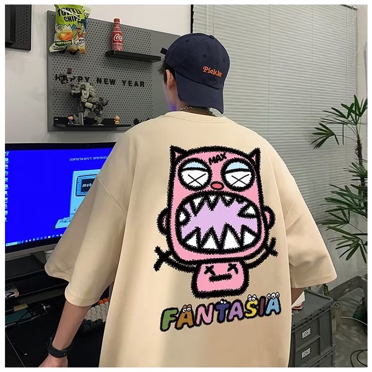 Áo Thun Cotton Tay Ngắn Dáng Rộng Phong Cách Đường Phố Mỹ Thời Trang Mùa Hè Cho Nam