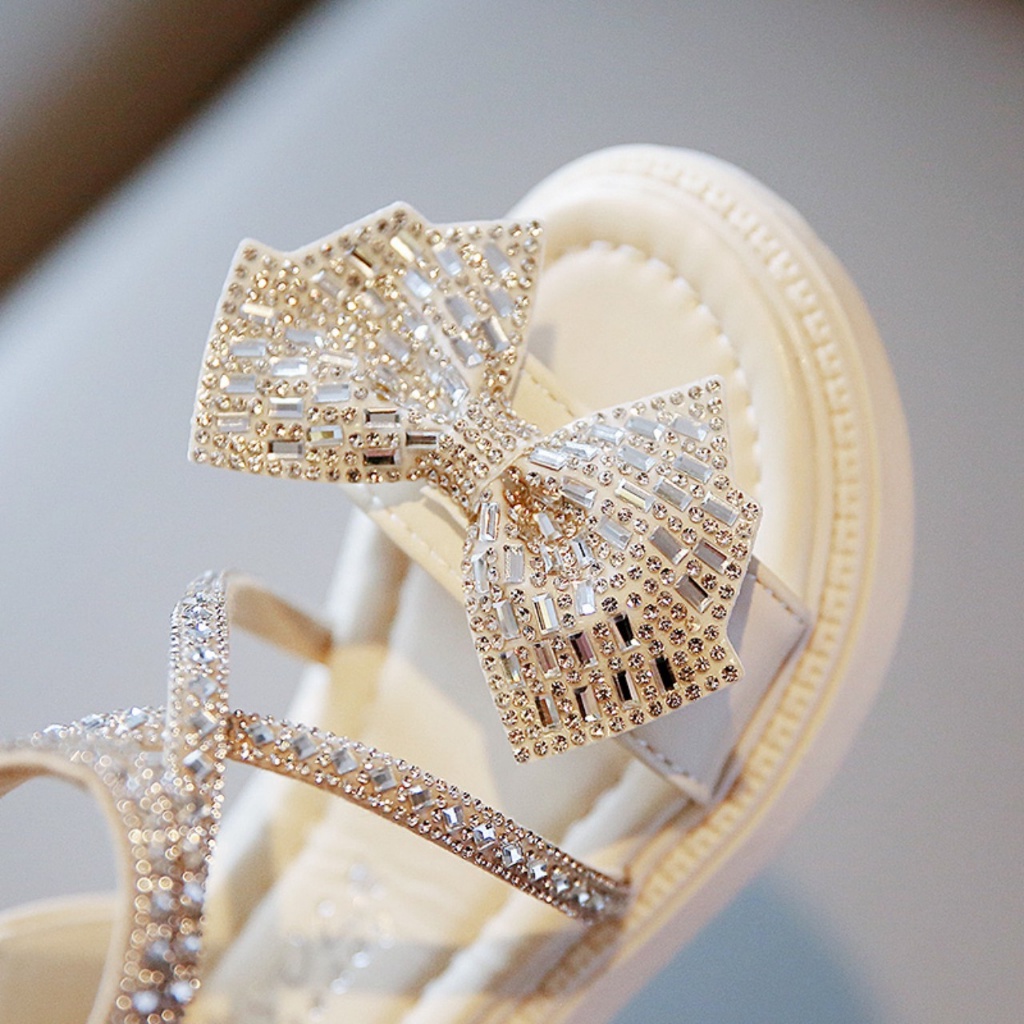 Xăng Đan Chiến Binh Khoá Sau Nơ Đá Lóng Lánh, Dép Sandal Công Chúa Cho Bé Gái 3 Tuổi Đến 12 Tuổi [giaydeptreemkieusashop