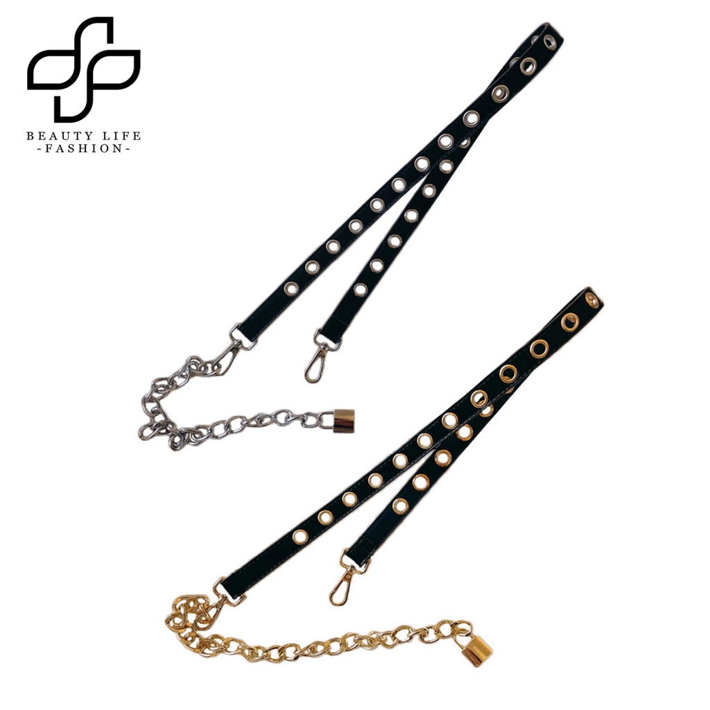 Thắt Lưng Dây Xích Giả Da Tùy Chỉnh Phong Cách Punk Thời Trang Cho Nữ