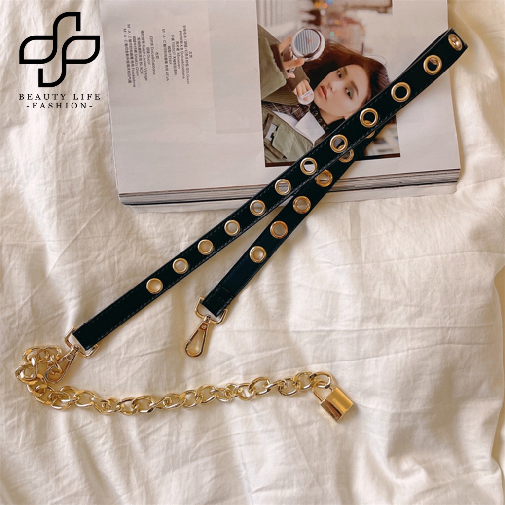 Thắt Lưng Dây Xích Giả Da Tùy Chỉnh Phong Cách Punk Thời Trang Cho Nữ