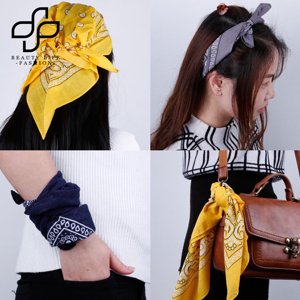 Set 12 Khăn Trùm Đầu Bandana Thể Thao Hình Vuông In Họa Tiết Hoa Cho Unisex