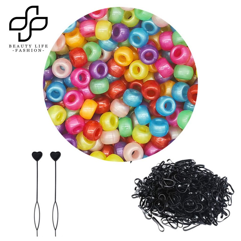 1 Bộ Hạt Xỏ Vòng Tay / Dây Thun Nhiều Màu Với Lỗ To Làm Trang Sức Nghệ Thuật