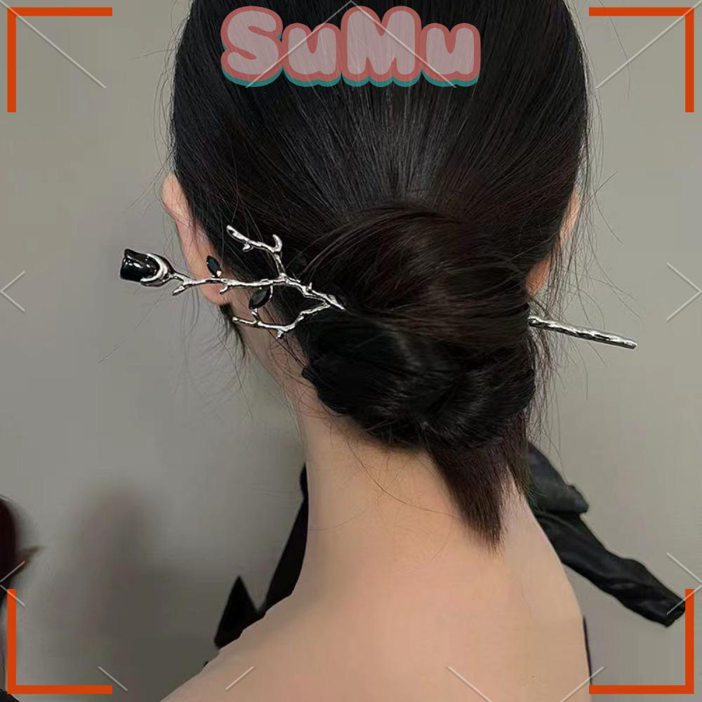 Bộ 2 Cây Đũa Hoa Hồng Màu Đỏ Đen Đơn Giản