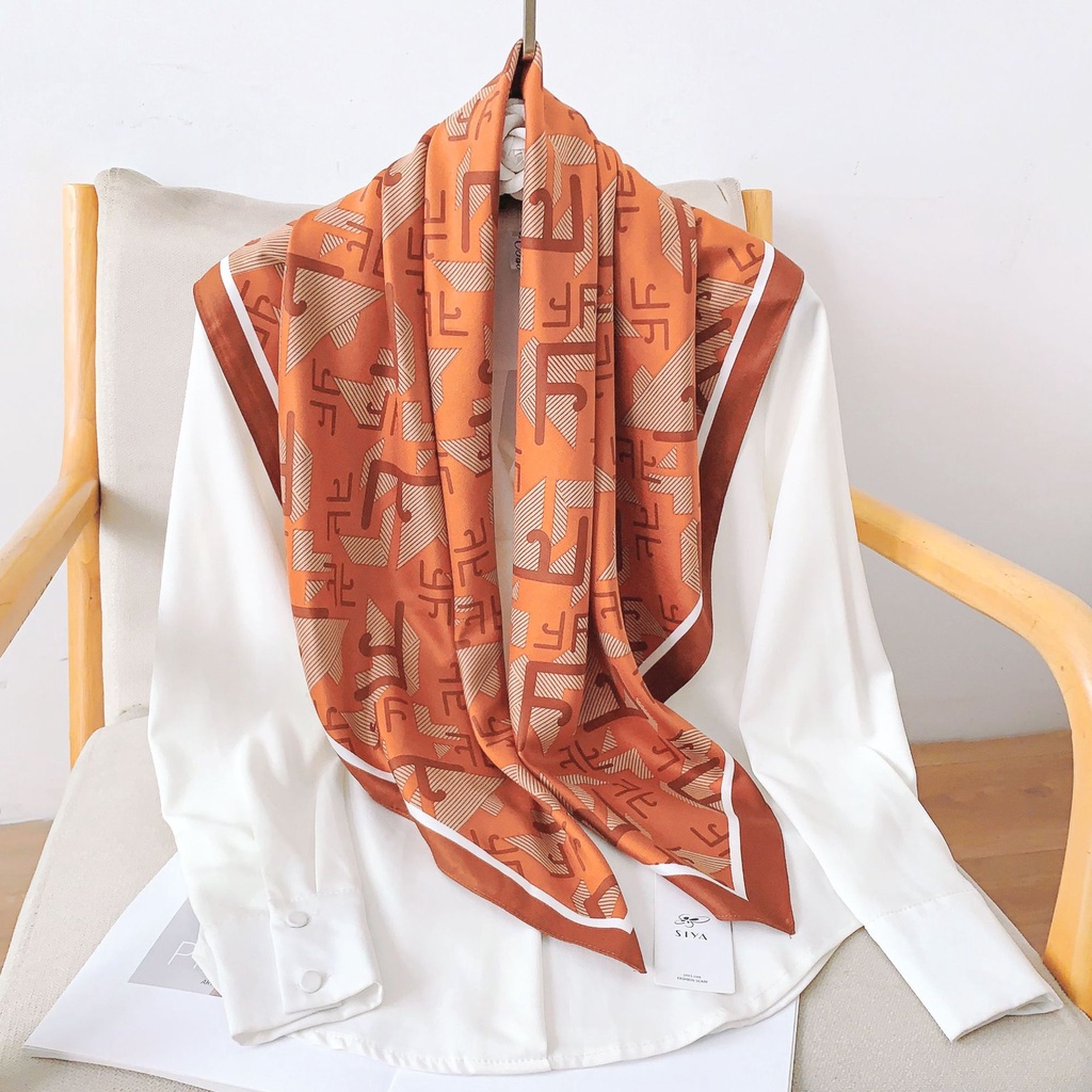 Khăn Choàng Cổ Hình Vuông Cỡ Lớn 90 * 90cm In Chữ Thời Trang Xuân Hè Cho Nữ