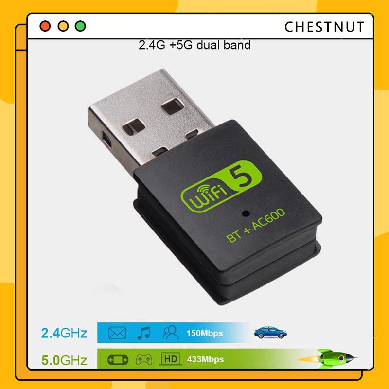 COD❤️USB WiFi + BLUETOOTH 600Mbps 5G đầu thu wifi cho pc laptop card mạng wifi bluetooth-CT