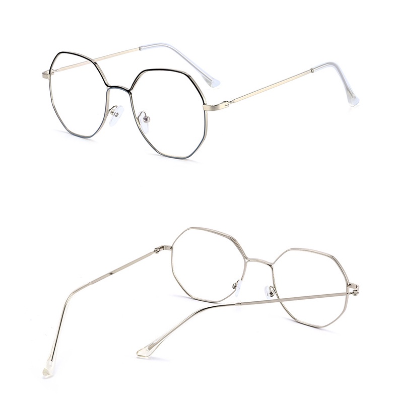 Kính Mát Gọng Đa Giác Bằng Kim Loại Chống Ánh Sáng Xanh Phong Cách Retro Cho Nam Và Nữ