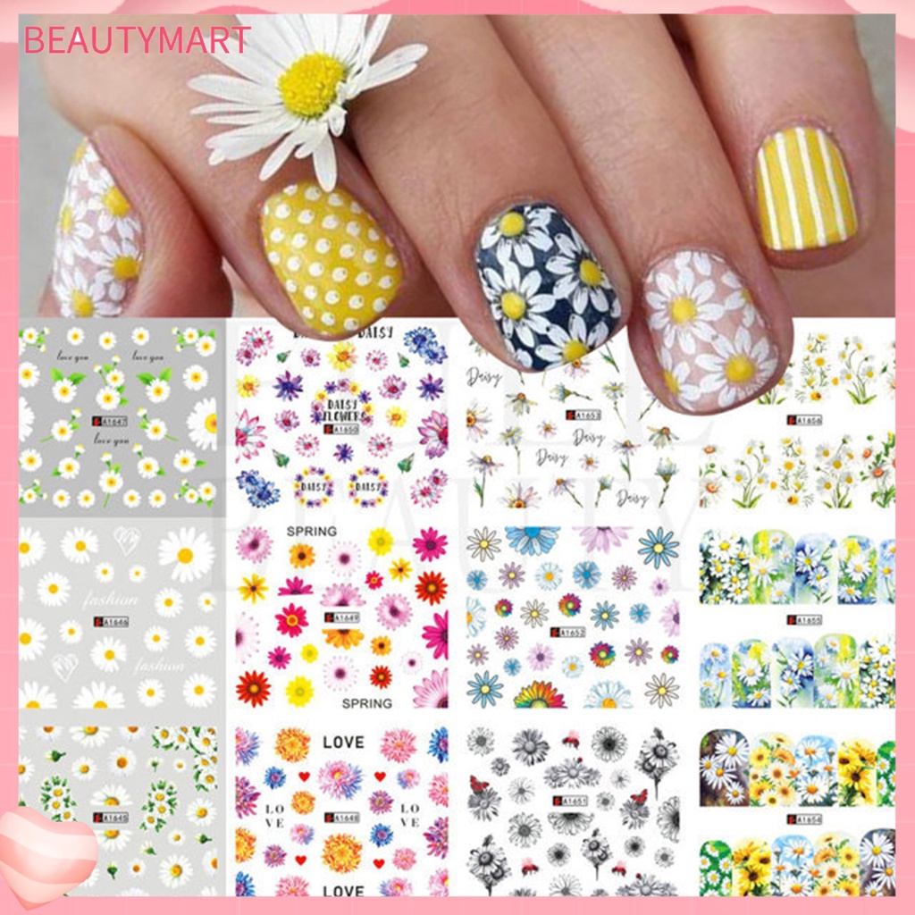 Miếng Dán Trang Trí Móng Tay Tự Dính Hình Hoa Hướng Dương Tinh Tế
