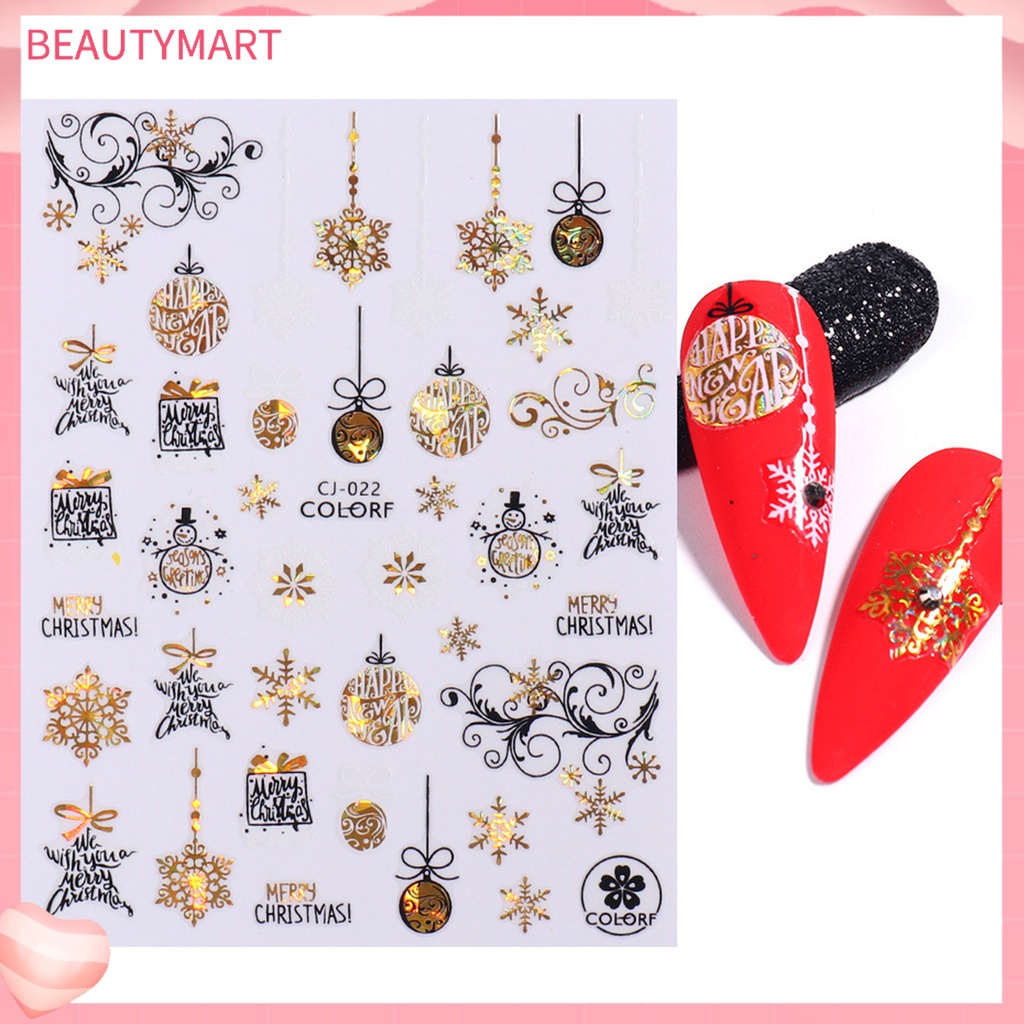 Bộ 3 Miếng Dán Móng Tay Hiệu Ứng 3D Họa Tiết Giáng Sinh Nhiều Màu Sắc